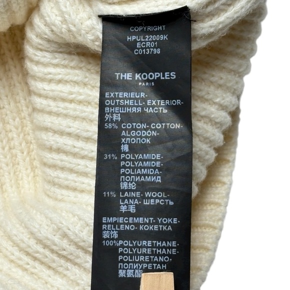 The Kooples Ecru Sweater With Patch Size M Pullover Crewneck Cotton Wool - Picture 11 of 12
